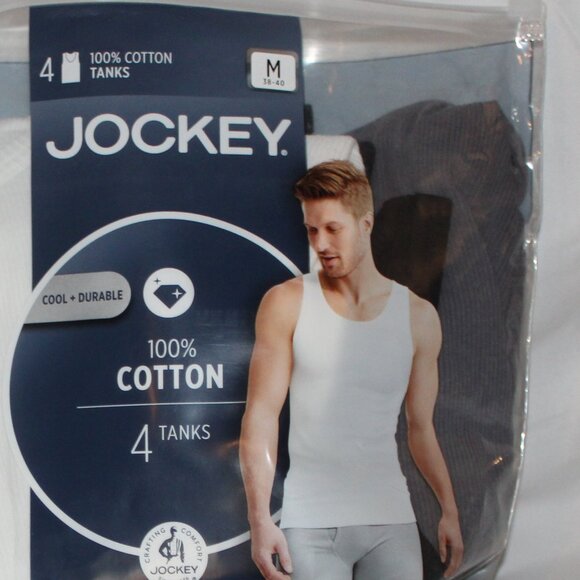 Jockey Men's Ribbed Cotton Tank T-Shirt 4 Pack with Stay Cool Technology M 38-40 - Picture 5 of 7